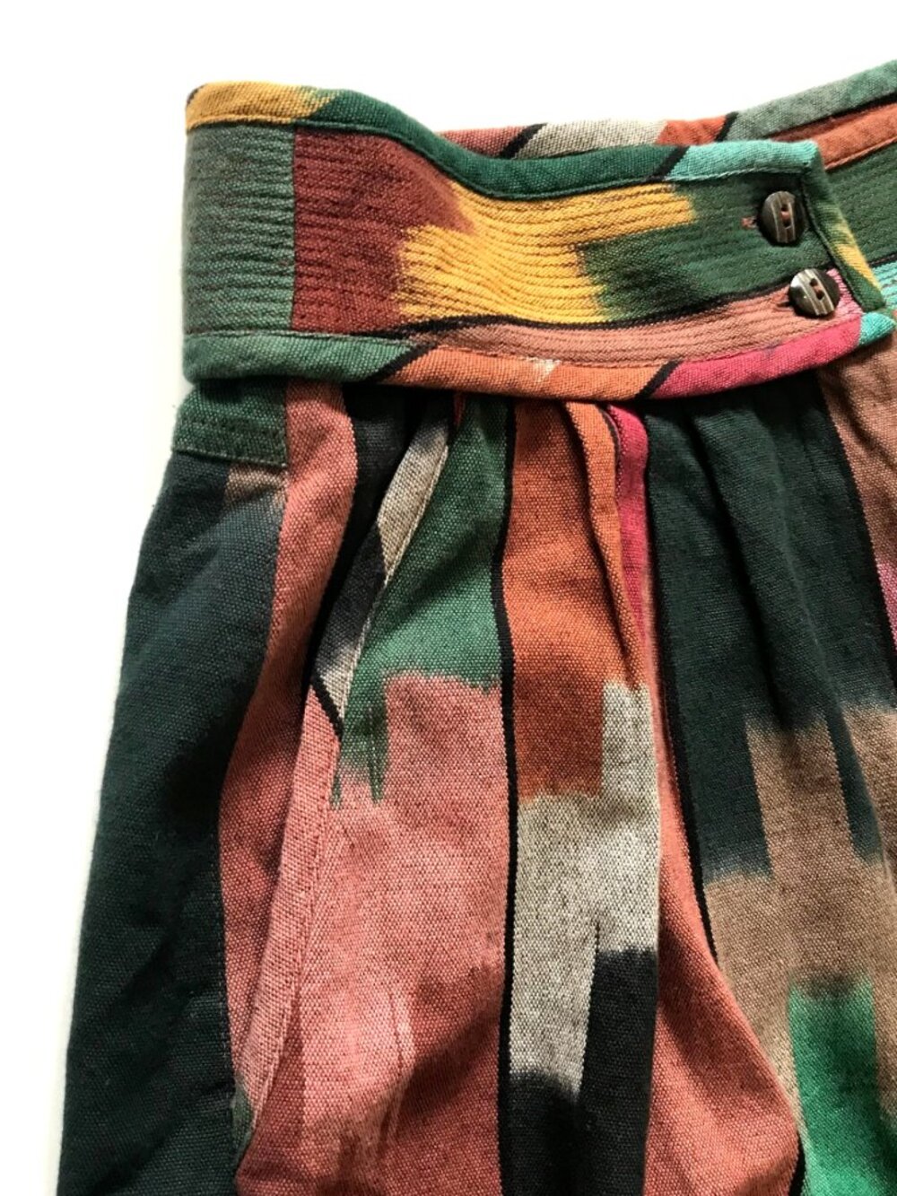 Ulla Johnson Marjani Shorts Womens 2 Green Pink High Rise Cotton Pleated Rainbow - Picture 7 of 13